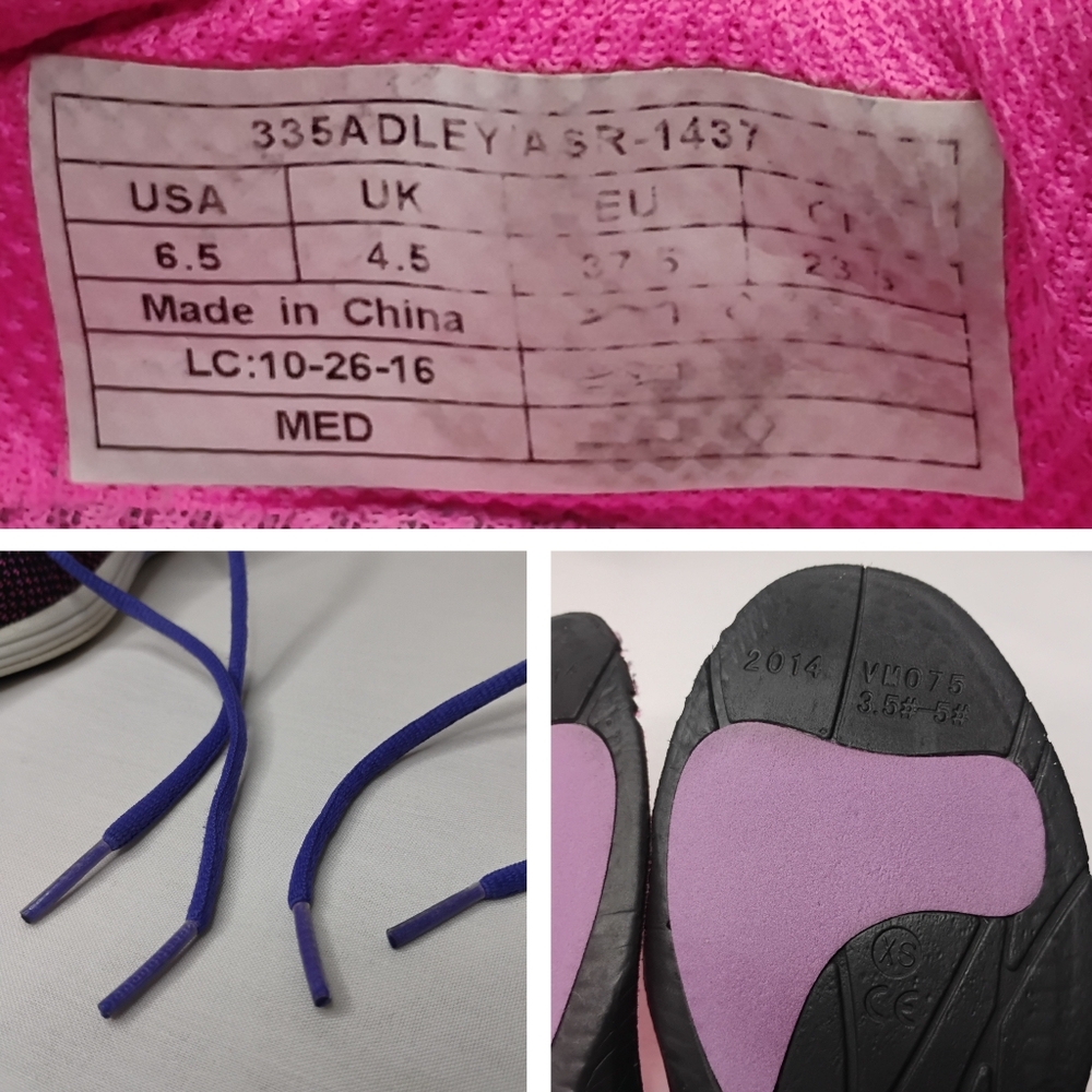 Women's Size 6.5 Vionic ADLEY Purple Pink Sneakers Gym Trainers Support Lace Up - Picture 11 of 16